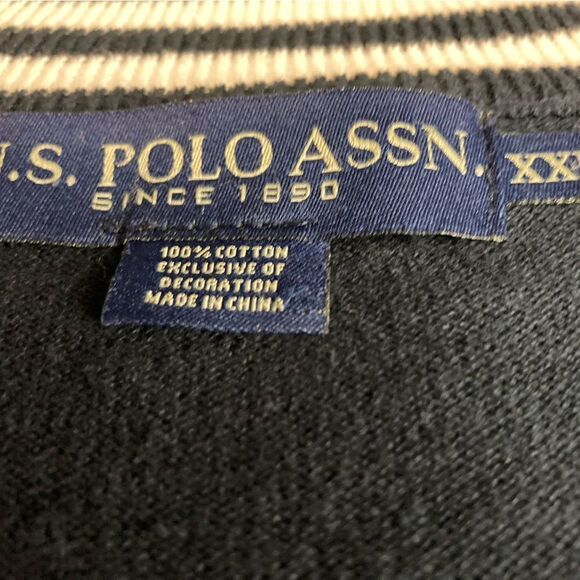U.S. Polo ASSN Mens Knit Jacket Size XXL 100%Cotton Navy Blue/Grey Color - Picture 5 of 6